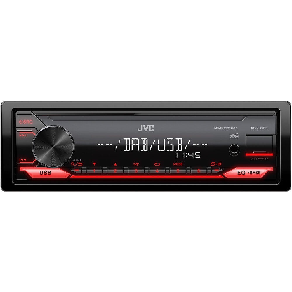 JVC KD-X172DB - Autoradio Digital Media Con DAB+ Integrato, USB Frontale, Aux, 1 Preout 2.5V, EQ 13 Bande, Rosso - 4