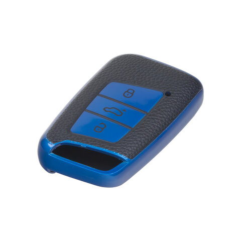 TPU obal pro klíč VW Passat B8, modrý-kůže