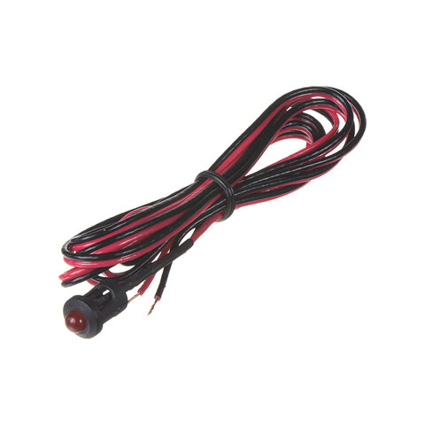 Červená blikací kontrolní LED s objímkou a kabelem