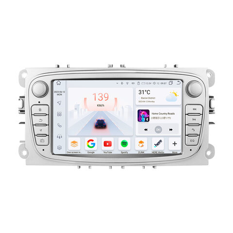 HIZPO 09FOCUS7001 Autorádio 7“ Android 13 Ford Focus, Mondeo, S-Max, Galaxy, Kuga Barva rámečku: Stříbrná, Model: 4S09FOCUS7001 (4+32GB) CHR4S09FOCUS7001SP