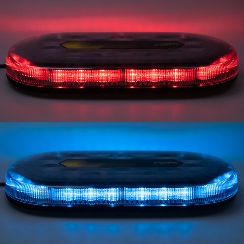 Mini LED rampa, modro-červená, 12-24V, ECE R65, magnet sre2-865dualBR