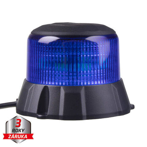 Robustní modrý LED maják, černý hliník, 48W, ECE R65 wl403fixblu