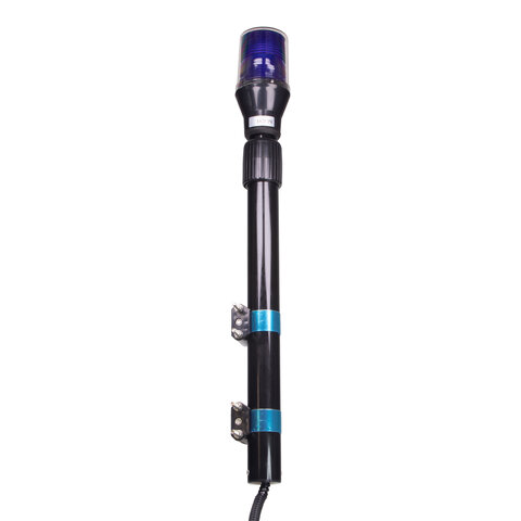 LED maják, 12V, 30LED modrý s teleskopickou tyčí na motocykl wl155ttblu
