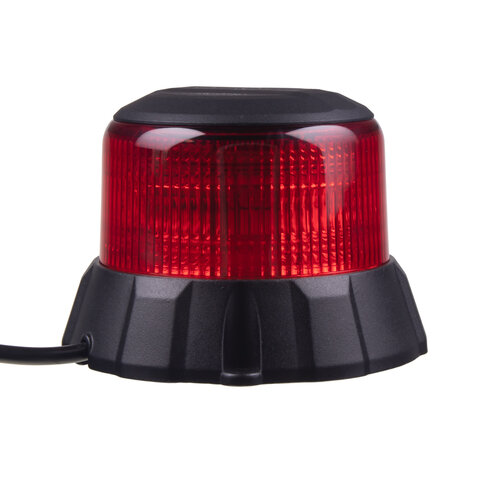 Robustní červený LED maják, černý hliník, 48W, ECE R65 wl403fixred