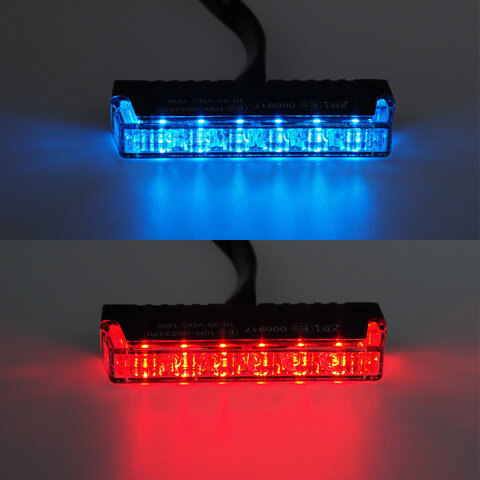 PROFI SLIM výstražné LED světlo vnější, do mřížky, červeno-modré, 12-24V, ECE R10 911-NR7RB