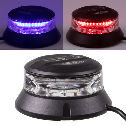 Robustní modro-červený LED maják, černý hliník, 36W, ECE R10 wl401dualBR