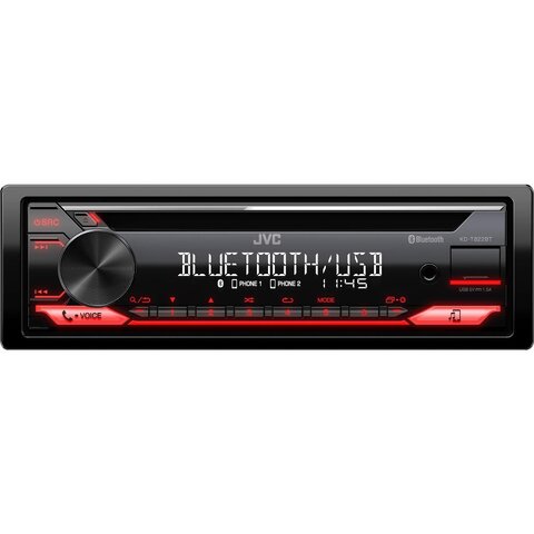 JVC autorádio s CD/MP3/USB/AUX/Bluetooth připojení/červené podsvícení/odním.panel KD-T822BT