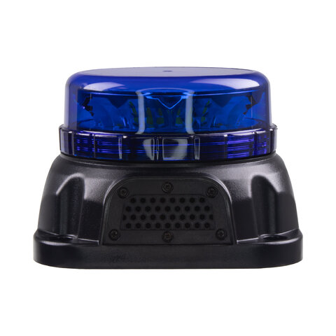 LED maják, 12-24V, 12x3W se zvukovou signalizací, modrý, fix kf90b