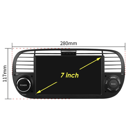 HIZPO 4SFT50071 7“ Android 13 Autorádio Autorádio Fiat 500 (4+32GB) Barva: Černá CHR2777_CER