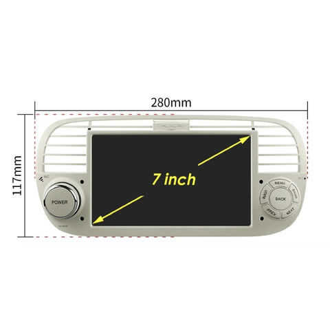 HIZPO P2FT50071CP 7“ Android 13 Autorádio Fiat 500 - CarPlay (2+32GB) Barva: Světlá CHR846_STR