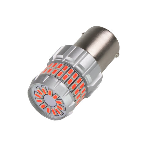 LED BA15s červená, 12V, 60LED/3014SMD, 360° 951016red
