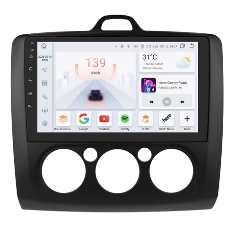 HIZPO KXFDFCS91/92 Autorádio 9" Android 13 pro Ford Focus 2 Barva: Černá, Ovládání klimatizace: Manuální klimatizace, Výkonnostní varianta: S9008 (8+1 CHR2229_TMA