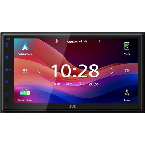 JVC 1DIN / 2DIN DAB+ / FM autorádio/6,8&quot; displej/USB/AUX/Bluetooth/Apple CarPlay / Android Auto KW-M595DBW