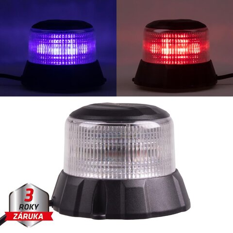 Robustní modro-červený LED maják, černý hliník, 48W, ECE R10 wl403fixdualBR