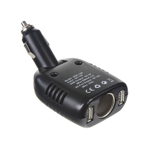 CL adaptér 12V/10A 2xUSB + CL zásuvka
