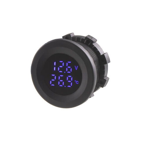 Digitální voltmetr s teploměrem, modrý 34696