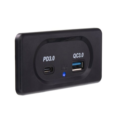 USB QC3.0 + USB-C PD3.0 zásuvka 12/24V, montáž na povrch 34679.2