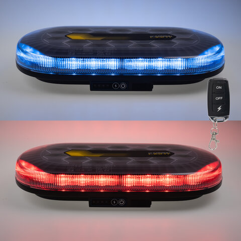 AKU LED rampa modrá/červená, 48xLED, magnet, 328mm, ECE R65 R10 sre2-bat865brRE