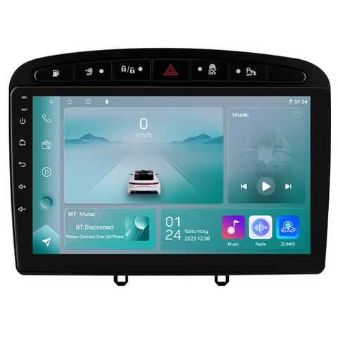 HIZPO KXPG40891 Autorádio 9" Android pro Peugeot 308, 408, RCZ Barva rámečku: Černá, Model: P9002CP (2+32GB) CHR642_CER