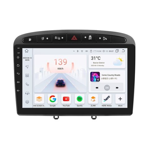 HIZPO KXPG40891 Autorádio 9" Android pro Peugeot 308, 408, RCZ Barva rámečku: Šedá, Model: S9008 (8+128GB) CHR2379_ED