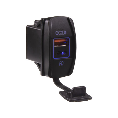 USB nabíječka QC3.0 + USB-C, &quot;Rocker&quot; 12/24V, 48W 34573