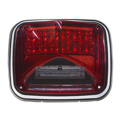 Výstražné LED světlo obdélníkové s přísvitem, 12-24V, červené, ECE R65 kf026red