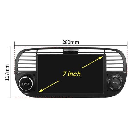 HIZPO P2FT50071CP 7“ Android 13 Autorádio Fiat 500 - CarPlay (2+32GB) Barva: Tmavá CHR846_CER