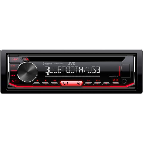 JVC autorádio s CD/MP3/USB/AUX/Bluetooth připojení/červené podsvícení/odním.panel KD-T702BT