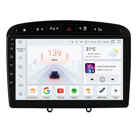 HIZPO KXPG40891 Autorádio 9" Android pro Peugeot 308, 408, RCZ Barva rámečku: Černá, Model: S9008 (8+128GB) CHR2379_ERN