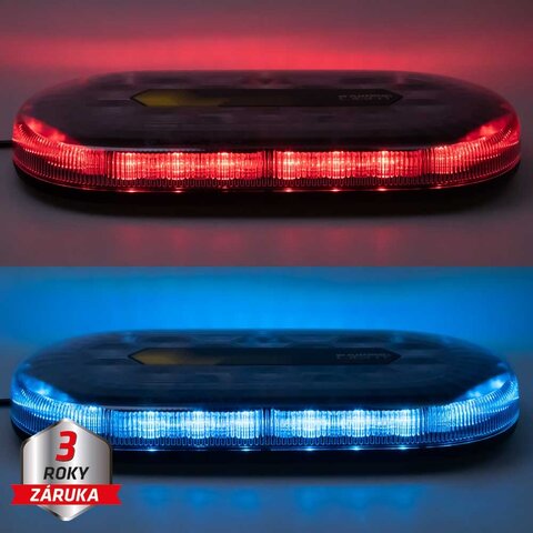 Mini LED rampa, modro-červená, 48xLED, 12-24V, ECE R65, magnet sre2-865dualBR