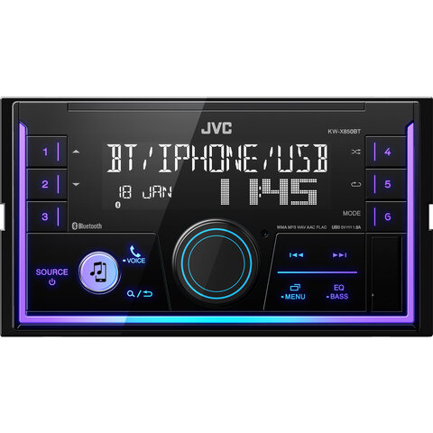 JVC 2DIN autorádio bez mechaniky/Bluetooth/USB/AUX/Multicolor KW-X850BT