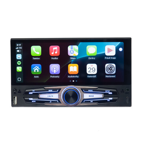 1DIN autorádio s 6,8&quot; LCD/3x USB/Blutooth/CarPlay/AndroidAuto/Mirrorlink scc251cabt