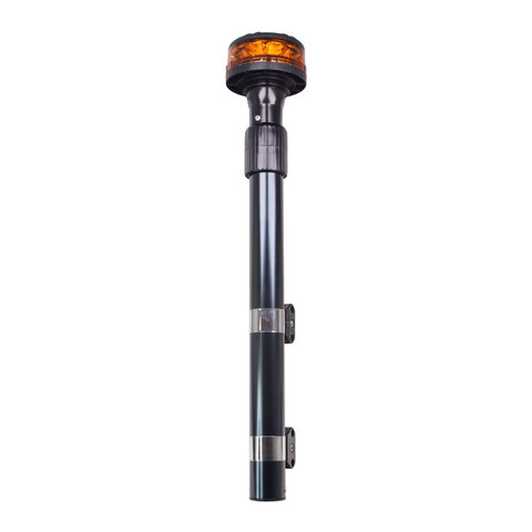 LED maják, 12-24V, 12x3W oranžový s teleskopickou tyčí na motocykl, ECE R65 R10 wl152tt