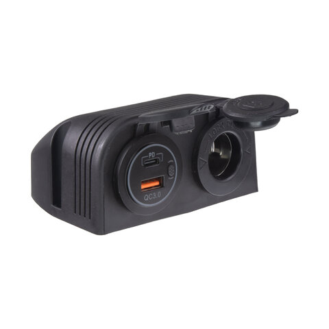 Dvojitá zásuvka s panelem 1x CL + 2x nabíječka USB voděodolná 34526.2