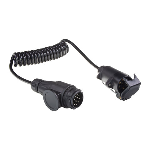 Prodlužovací kabel 2 m spirálový, 1x zástrčka 13pin, 1x zásuvka 7pin, 12V trc04