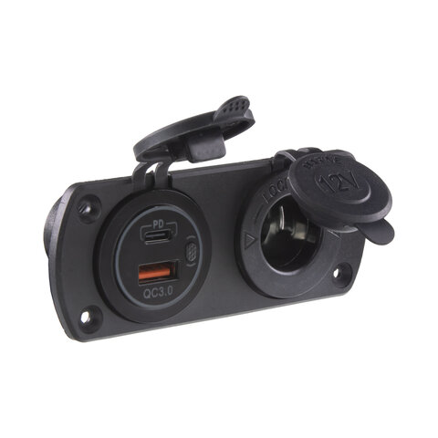 Dvojitá zásuvka do panelu 1x CL + 2x nabíječka USB voděodolná 34524.2