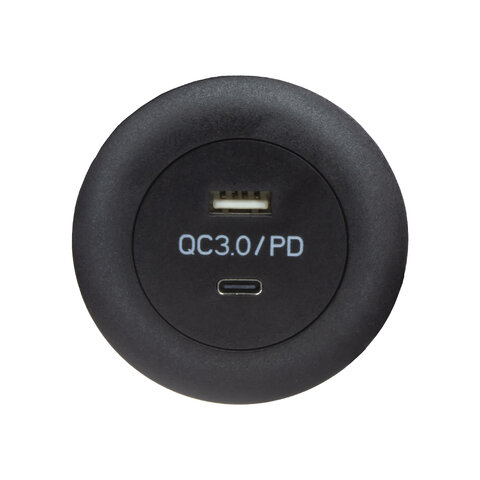 USB QC3.0 + USB-C zásuvka, montáž do nábytku 34726