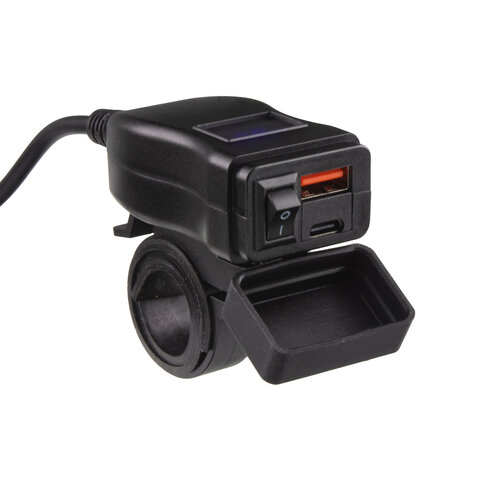USB/USB-C nabíječka s voltmetrem na motocykl 34707B