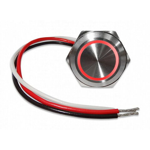 Tlačítko kovové kulaté, červené podsvícení, programovatelné s časovou funkcí 47065