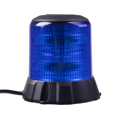 Robustní modrý LED maják, černý hliník, 96W, ECE R65 wl405fixblu