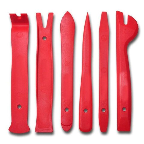 2DIN Sada nástrojů pro demontáž autorádia a čalounění - červená CD006