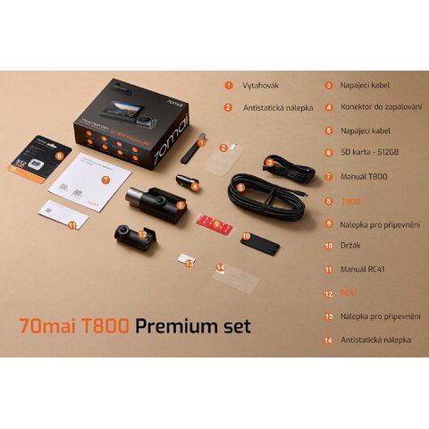 Kamera do auta 70mai Dash Cam 4K T800 Set Varianta: Premium set 4051/ROM2