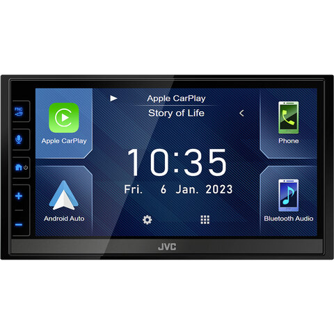 JVC 2DIN DAB+ / FM autorádio/6,8&quot; displej/USB/AV/Bluetooth/Bezdrát Apple CarPlay / Android Auto KW-M785DBW