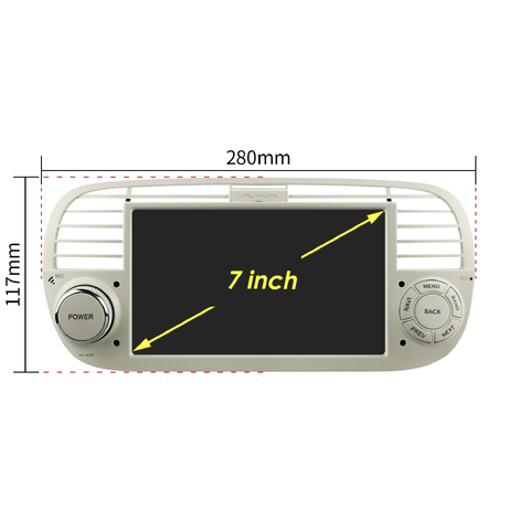 HIZPO 4SFT50071 7“ Android 13 Autorádio Autorádio Fiat 500 (4+32GB) Barva: Bílá CHR2777_BIL