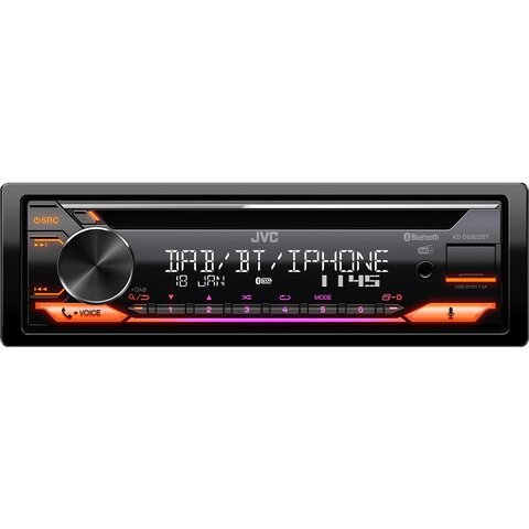 JVC DAB+ / FM autorádio s CD/Bluetooth/USB/AUX/odním.panel/multicolor KD-DB922BT