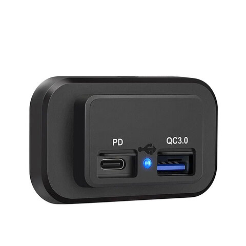 USB QC3.0 + USB-C PD zásuvka 12/24V, montáž na povrch 34662