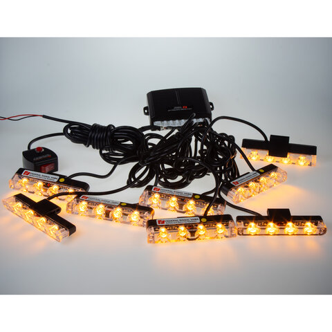 x Výstražná LED světla vnější, do mřížky, oranžová, 12-24V