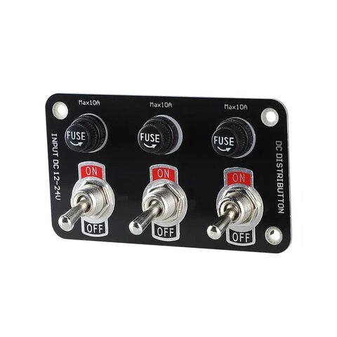 Panel s 3x spínači + 3x pojistky, 12/24V 47179