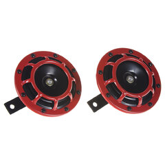Diskový klakson (vysoký a nízký tón), červený, 120mm, 12V sn-239red/12V