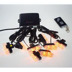 Výstražná LED světla vnější, do mřížky, oranžová, 12V, dálkové ovládání kf820w